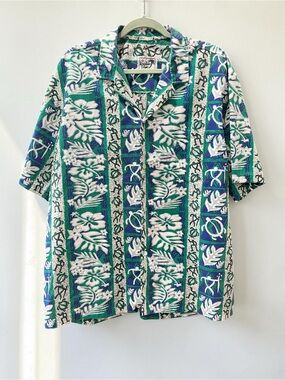 Paradise style tropical tiki Hawaiian button down shirt -XXL